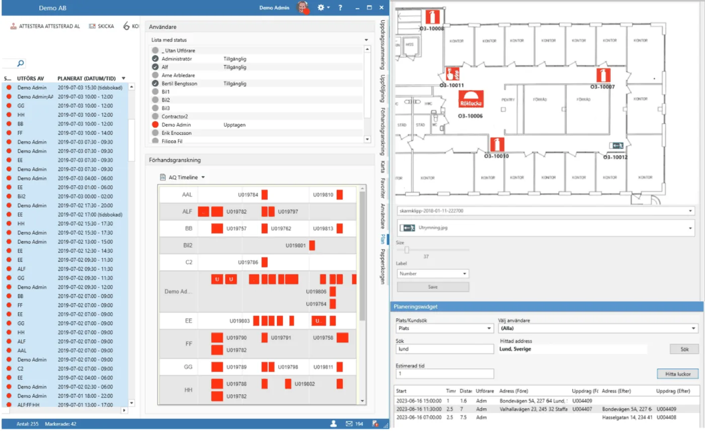 Mobigo Desktop – planering av uppdrag i kalender och karta